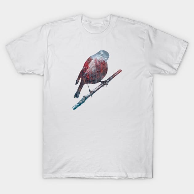 Bird on a Branch - Double Exposure T-Shirt by Bumcchi